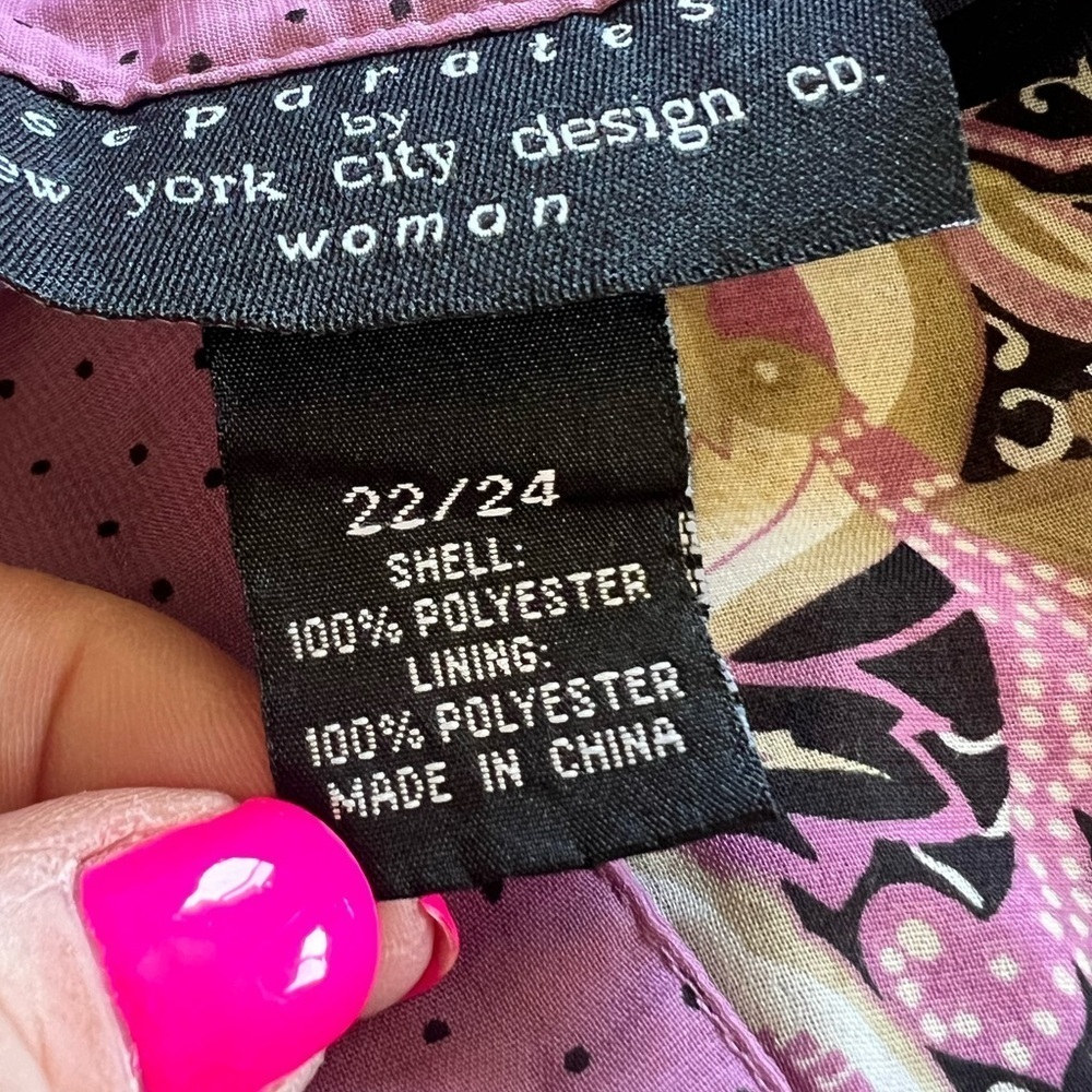 Separates by New YorkCity Design 22/24 Purple Paisley Polka Dot Blouse Plus Size - Picture 7 of 8